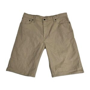 Levis 569 Shorts Mens 36 Khaki Tan Loose Straight 5 Pocket Zip Fly Stretch Twill